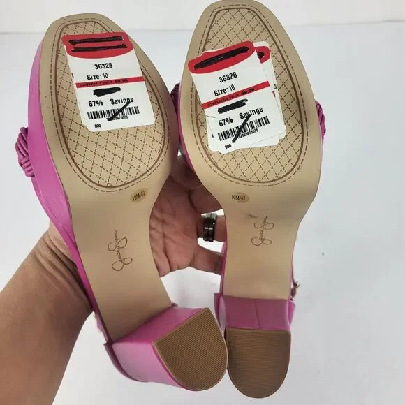 Jessica Simpson PEOMI Pink Open Toe 5" High Heel Platform Size 10M - Picture 11 of 12